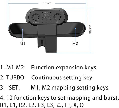 Controller Paddles for PS4, Controller Back Button Attachment, Customization Mapping Buttons, TURBO burst function, plug and playBurst Function, Plug And Play in Saudi Arabia