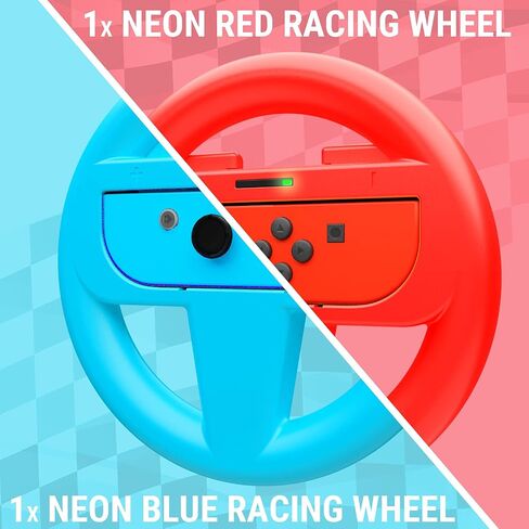 Orzly Nintendo Switch & OLED Console Steering Wheel, 4 Pack, for Mario Kart 8 Deluxe Nintendo Switch, Mariokart Switch Steering Wheel (Joycon Controller Attachments) (2X Black, 1x Wheel, 1x Red) in Saudi Arabia