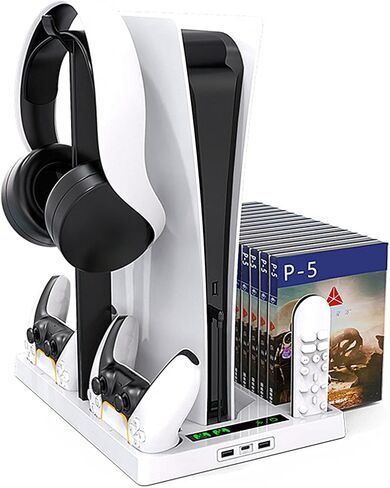 Geliebt Lynn PS5 Stand, PS5 Cooling Station, PS5 Controller Charging Station with 15 Games Organizer & Headset Holder in Saudi Arabia