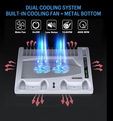 Geliebt Lynn PS5 Stand, PS5 Cooling Station, PS5 Controller Charging Station with 15 Games Organizer & Headset Holder in Saudi Arabia
