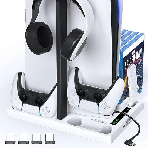 Geliebt Lynn PS5 Stand, PS5 Cooling Station, PS5 Controller Charging Station with 15 Games Organizer & Headset Holder in Saudi Arabia