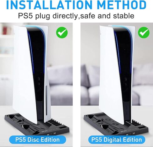 Geliebt Lynn PS5 Stand, PS5 Cooling Station, PS5 Controller Charging Station with 15 Games Organizer & Headset Holder in Saudi Arabia