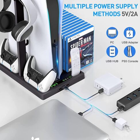 Geliebt Lynn PS5 Stand, PS5 Cooling Station, PS5 Controller Charging Station with 15 Games Organizer & Headset Holder in Saudi Arabia