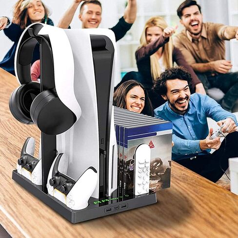 Geliebt Lynn PS5 Stand, PS5 Cooling Station, PS5 Controller Charging Station with 15 Games Organizer & Headset Holder in Saudi Arabia
