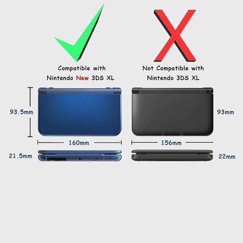 Aluminium Alloy Protective Case Front Back Faceplate Plates Top & Bottom Battery Housing Shell Case Cover for Nintendo New 3DS XL LL Console 2015 - Black in Saudi Arabia