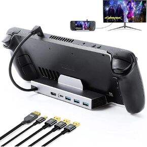 Steam Deck Stand Base TV Dock, Cenxaki Frosted Aluminum Alloy TV Dock Station with 4K@60Hz HDMI / 3 * USB 3.0 Port/Anti-Slip Holder for Value Steam Deck,ROG Alloy Dock,NS and Mobile Phones in Kuwait