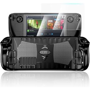 Protective Case for Steam Deck with 2-Pack Screen Protector, TOPVELO TPU Protective Cover Case with Anti-drop, Anti-slip Design, 9H Tempered Glass Film Easy Installation/Anti-Scratch ¨C Black in Kuwait