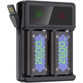 حزمة بطارية TUNROP قابلة لإعادة الشحن لأجهزة Xbox One/Xbox Series X|S، 2 × 2600 مللي أمبير في الساعة حزمة بطارية وحدة تحكم Xbox One، بطاريات قابلة لإعادة الشحن ذات سعة عالية مع شاحن لأجهزة Xbox One/One S/One X in Kuwait