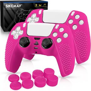 SIKEMAY [عبوتان] غلاف وحدة تحكم PS5، غطاء حماية من السيليكون السميك المضاد للانزلاق متوافق تمامًا مع قبضة وحدة تحكم Playstation 5 Dualsense مع 8 × أغطية قبضة الإبهام