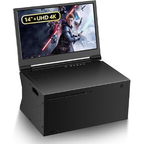 شاشة G-STORY المحمولة مقاس 14 بوصة لجهاز Xbox Series X شاشة IPS للألعاب المحمولة مقاس 4K لجهاز Xbox Series S (غير متضمنة) مع منفذي HDMI وHDR ووضع اللعب الحر (14 بوصة و4K لـ Xbox Series X)