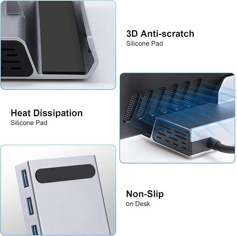 قاعدة تلفزيون بقاعدة حامل على سطح السفينة، محطة إرساء تلفزيون من سبائك الألومنيوم المصقولة Cenxaki مع HDMI 4K@60 هرتز / 3 * منافذ USB 3.0/حامل مضاد للانزلاق لسطح البخار القيم، وقاعدة سبائك ROG، وNS والهواتف المحمولة in Kuwait