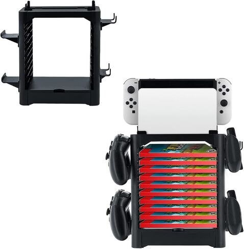 Brandtrendy Nintendo Switch Game Holder Game Disk Rack and Controller Organizer Compatible with Nintendo Switch and Accessories Video Games - Game Storage Tower for Nintendo Switch in Saudi Arabia