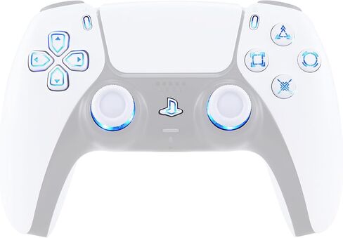إكستريميت 7 ألوان 9 أوضاع مضيئة Dpad Thumbsticks Share Home Face Buttons لوحدة تحكم PS5 BDM-030 040 050، أزرار الرموز الكلاسيكية البيضاء DTF LED Kit لوحدة تحكم PS5 - بدون وحدة تحكم in Kuwait