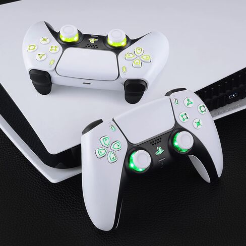 إكستريميت 7 ألوان 9 أوضاع مضيئة Dpad Thumbsticks Share Home Face Buttons لوحدة تحكم PS5 BDM-030 040 050، أزرار الرموز الكلاسيكية البيضاء DTF LED Kit لوحدة تحكم PS5 - بدون وحدة تحكم in Kuwait