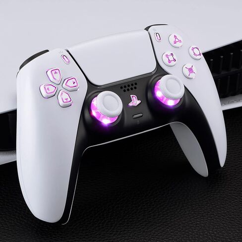 إكستريميت 7 ألوان 9 أوضاع مضيئة Dpad Thumbsticks Share Home Face Buttons لوحدة تحكم PS5 BDM-030 040 050، أزرار الرموز الكلاسيكية البيضاء DTF LED Kit لوحدة تحكم PS5 - بدون وحدة تحكم in Kuwait