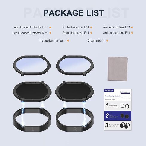 DEVASO Lens Protector Cover Kit for PSVR2, Protector Accessories Compatible with Playstation VR2, Glasses Spacer Anti-Scratch Ring with Blue Light Blocking Glasses for PS VR2, Anti-Scratch & Easy to Install in Saudi Arabia