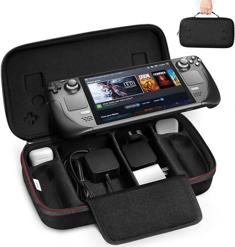 ivoler Carrying Case Designed for Steam Deck, Protective Hard Shell Carry Case Built-in AC Adapter Charger Storage, Portable Travel Carrying Case Pouch for Steam Deck Console & Accessories in Saudi Arabia
