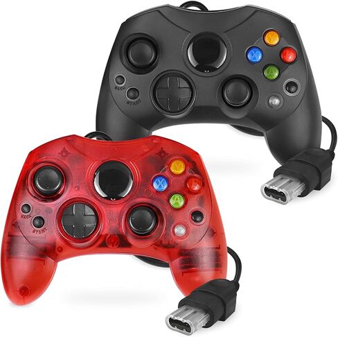 Yioone Controller Replacement for Xbox Controller S-Type/Original Xbox Controller,Classic Controller Compatible with Original Xbox Console(Pack of 2,Black and Ruby Red) in Saudi Arabia