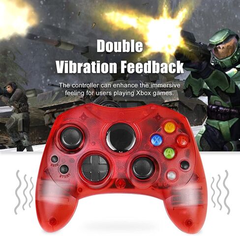 Yioone Controller Replacement for Xbox Controller S-Type/Original Xbox Controller,Classic Controller Compatible with Original Xbox Console(Pack of 2,Black and Ruby Red) in Saudi Arabia