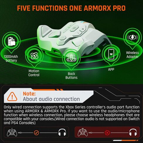 مجاديف وحدة التحكم BIGBIG WON، Armor-X Pro لسلسلة Xbox التي تلعب على Xbox Series X|S/Xbox One/Switch/Win، 6 محاور Gyro Motion Aim|مرفق زر خلفي لاسلكي Turbo لوحدة تحكم Xbox Series X|S in Saudi Arabia