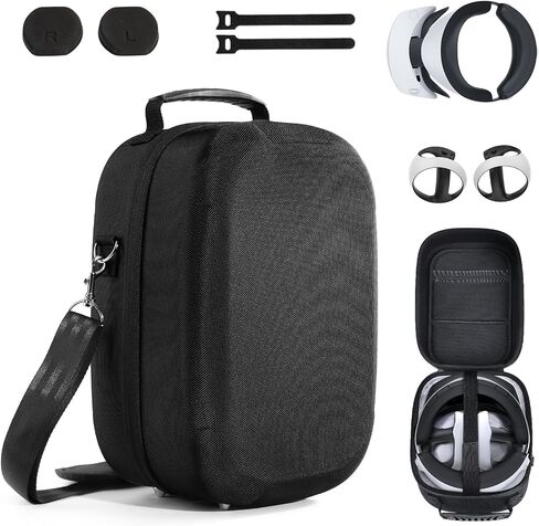 TiMOVO Hard Carrying Case for Playstation VR2, PS VR2 Travel Case with Shoulder Strap Foot Nail Crossbody Backpack Accessories, PS VR2 Portable Handbag Storage Bag for Travel & Home Storage, Black in Saudi Arabia