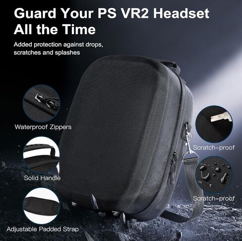TiMOVO Hard Carrying Case for Playstation VR2, PS VR2 Travel Case with Shoulder Strap Foot Nail Crossbody Backpack Accessories, PS VR2 Portable Handbag Storage Bag for Travel & Home Storage, Black in Saudi Arabia