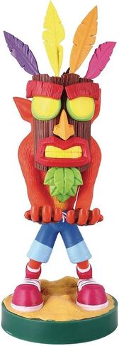 Exquisite Gaming: Crash Bandicoot: Crash Aku Aku - Original Mobile Phone & Gaming Controller Holder, Device Stand, Cable Guys, Licensed Figure in Saudi Arabia