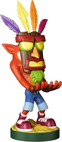 Exquisite Gaming: Crash Bandicoot: Crash Aku Aku - Original Mobile Phone & Gaming Controller Holder, Device Stand, Cable Guys, Licensed Figure in Saudi Arabia