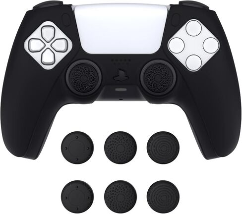 PlayVital Pure Series Dockable Model Anti-Slip Silicone Cover Skin for ps5 Controller, Soft Rubber Grip Case for ps5 Controller Fits with Charging Station with Thumb Grip Caps - 100 Cash Money Dollar in Saudi Arabia