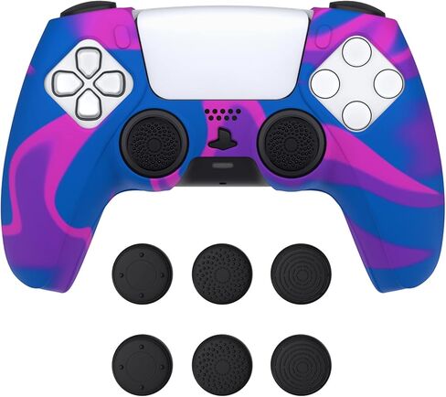 PlayVital Pure Series Dockable Model Anti-Slip Silicone Cover Skin for ps5 Controller, Soft Rubber Grip Case for ps5 Controller Fits with Charging Station with Thumb Grip Caps - 100 Cash Money Dollar in Saudi Arabia