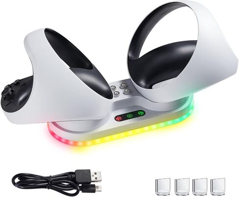 PSVR 2 Charging Station PS VR2 Sense Charging Dock, for Playstation VR2 Sense Controller,Dock with LED Indicator, 2 Magnetic Charger Connector & 1 Type-C Cable - White in Saudi Arabia