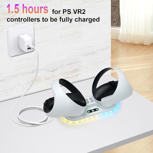 PSVR 2 Charging Station PS VR2 Sense Charging Dock, for Playstation VR2 Sense Controller,Dock with LED Indicator, 2 Magnetic Charger Connector & 1 Type-C Cable - White in Saudi Arabia