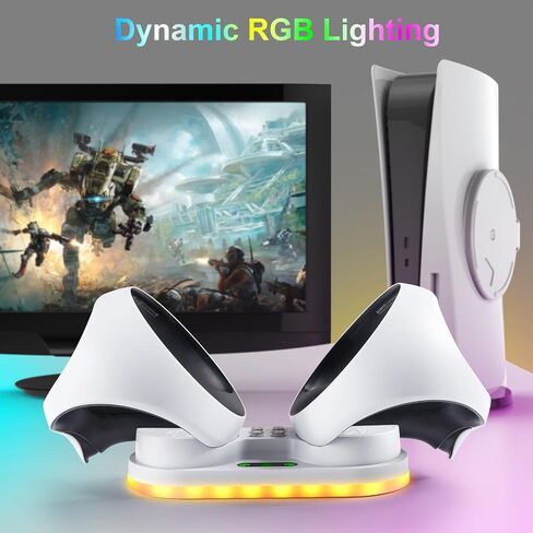 PSVR 2 Charging Station PS VR2 Sense Charging Dock, for Playstation VR2 Sense Controller,Dock with LED Indicator, 2 Magnetic Charger Connector & 1 Type-C Cable - White in Saudi Arabia