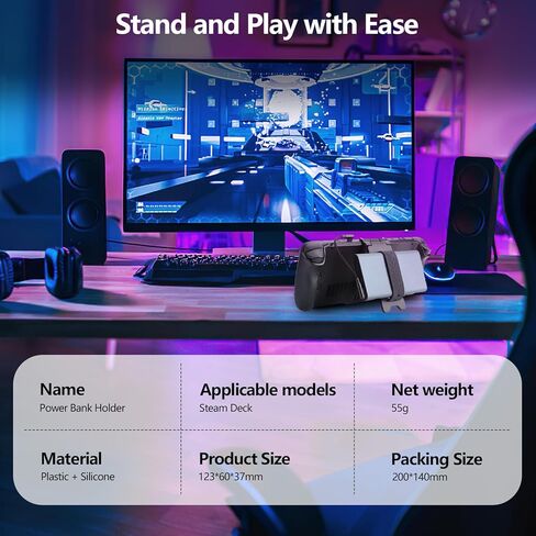 حامل باور بانك من امازير لسطح ستيم، حامل باور بانك بمشبك لسطح تدفق الصمام - اشرطة سيليكون مرنة قابلة للتعديل، متوافق مع معظم مقاسات باور بانك شاحن بي دي 45 واط +, أسود, اكسسوارات in Kuwait