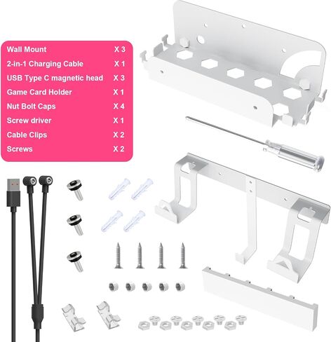 EJGAME Wall Mount Bracket Compatible with Nintendo Switch/OLED,Metal Wall Mount Kit Shelf Stand Accessories with Hooks for Hanging Headphone and Joy-Cons, Dual Controller Holder (Black) in Kuwait
