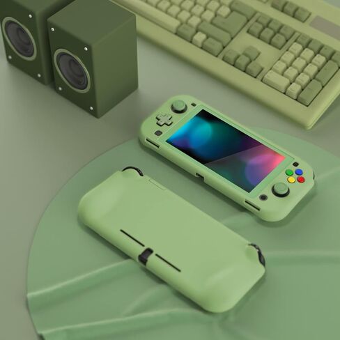 PlayVital ZealProtect Protective Case for Nintendo Switch Lite, Hard Shell Ergonomic Grip Cover for Nintendo Switch Lite w/Screen Protector & Thumb Grip Caps & Button Caps - Matcha Green in Saudi Arabia
