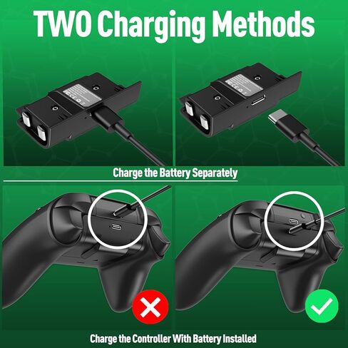 2 Pack Rechargeable Controller Battery Pack for Series X/S with 2.5h Fast Charge Play and Charge Kit with 2FT Type-C USB Charging Cable for Xbox Series Wireless Remote in Kuwait