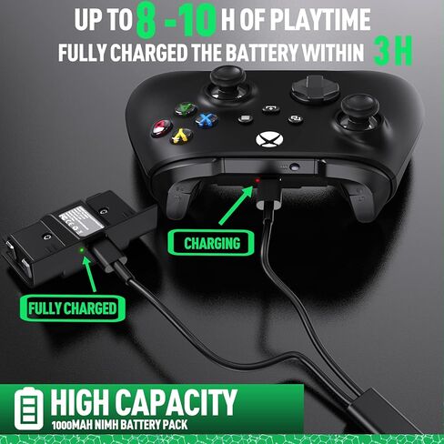 2 Pack Rechargeable Controller Battery Pack for Series X/S with 2.5h Fast Charge Play and Charge Kit with 2FT Type-C USB Charging Cable for Xbox Series Wireless Remote in Kuwait
