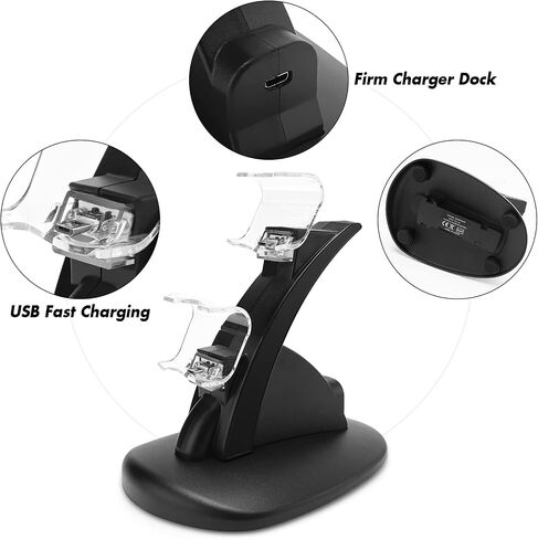 شاحن وحدة تحكم بلاي ستيشن 4 سليم برو العادية، حامل شحن وحدة تحكم العاب سنكي LED، قاعدة شحن USB لسوني بلاي ستيشن 4 in Saudi Arabia