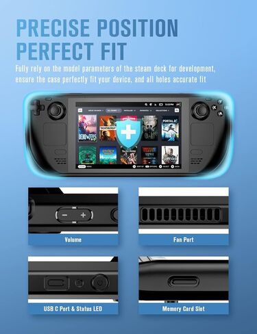 Protective Case for Steam Deck with 2-Pack Screen Protector, TOPVELO TPU Protective Cover Case with Anti-drop, Anti-slip Design, 9H Tempered Glass Film Easy Installation/Anti-Scratch ¨C Black in Kuwait