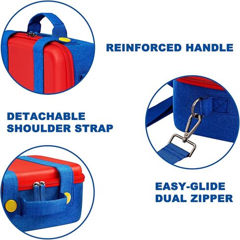 FUNLAB Switch Carrying Case Compatible with Nintendo Switch/OLED, Hard Shell Switch Case Cute Switch Travel Case with 14 Games Holder for Switch and Accessories - Red & Blue in Kuwait