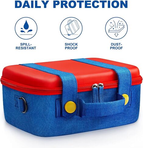 FUNLAB Switch Carrying Case Compatible with Nintendo Switch/OLED, Hard Shell Switch Case Cute Switch Travel Case with 14 Games Holder for Switch and Accessories - Red & Blue in Kuwait