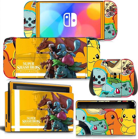 InnaGeek - ملصق جلدي واقٍ من الفينيل لجهاز Switch OLED Pokemon Super Smash Bros in Kuwait