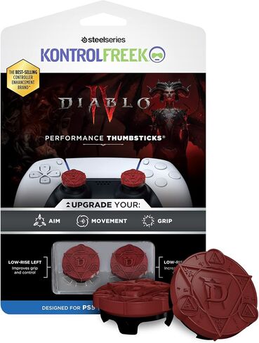 KontrolFreek Diablo IV Performance Thumbsticks for PlayStation 4 (PS4) and PlayStation 5 (PS5) Controller | 2 Low-Rise | Red & Black in Kuwait