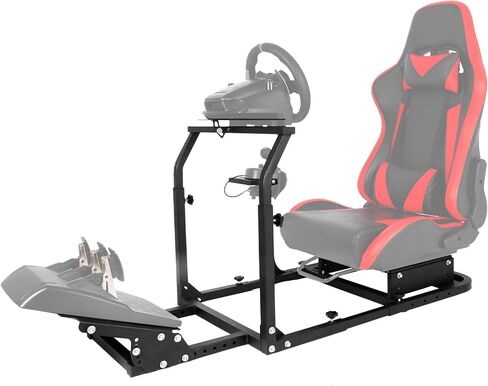 إطار ألعاب Hottoby Racing Simulator من أجل لوجيتك G25، G27، G29، G920 قابل للتعديل عجلة القيادة الوقوف الدواسات ومقعد السباق الحقيقي غير متضمن in Kuwait