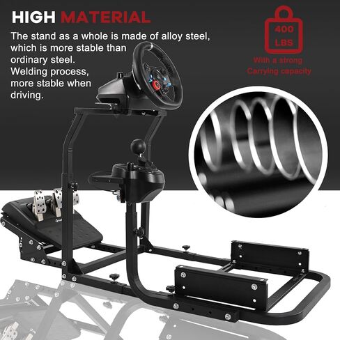 إطار ألعاب Hottoby Racing Simulator من أجل لوجيتك G25، G27، G29، G920 قابل للتعديل عجلة القيادة الوقوف الدواسات ومقعد السباق الحقيقي غير متضمن in Kuwait
