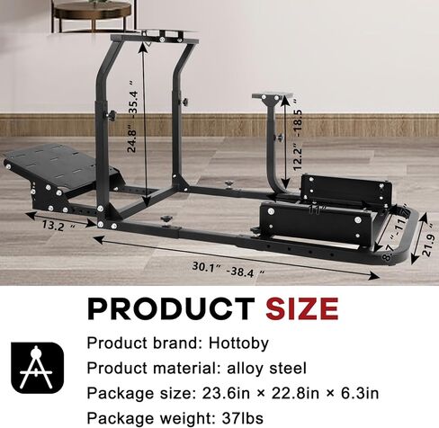 إطار ألعاب Hottoby Racing Simulator من أجل لوجيتك G25، G27، G29، G920 قابل للتعديل عجلة القيادة الوقوف الدواسات ومقعد السباق الحقيقي غير متضمن in Kuwait