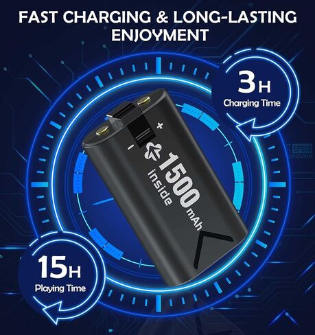 حزمة بطارية قابلة لإعادة الشحن لأجهزة Xbox Series X|S/Xbox One S/X/Elite، حزمة بطارية وحدة تحكم Xbox One بقدرة 4×1500 مللي أمبير في الساعة مع محطة شحن سريعة لوحدة التحكم اللاسلكية Xbox Series X|S/Xbox One S/X/Elite in Kuwait