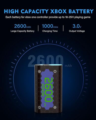 حزمة بطارية TUNROP قابلة لإعادة الشحن لأجهزة Xbox One/Xbox Series X|S، 2 × 2600 مللي أمبير في الساعة حزمة بطارية وحدة تحكم Xbox One، بطاريات قابلة لإعادة الشحن ذات سعة عالية مع شاحن لأجهزة Xbox One/One S/One X in Kuwait