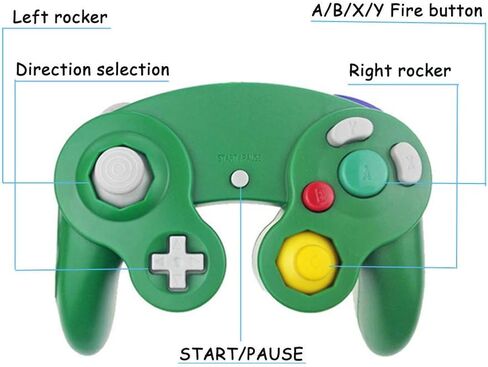 وحدة تحكم Reiso Gamecube، 2 حزمة NGC وحدة تحكم سلكية كلاسيكية لوحدة تحكم Wii Game Cube (أسود وأسود) in Kuwait